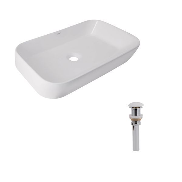 Комплект Qtap Scorpio: Раковина накладна 550x390x120 мм, White, прямокутна + Донний клапан Pop-up PU02 SD00054587 фото