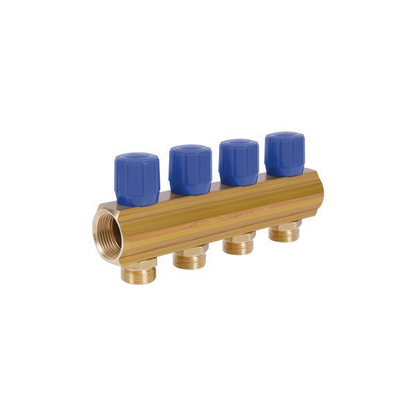 Колектор&nbsp;Icma&nbsp;з&nbsp;регулювальними&nbsp;вентилями&nbsp;1" 4 виходи №1105 (Blue) SD00049607 фото