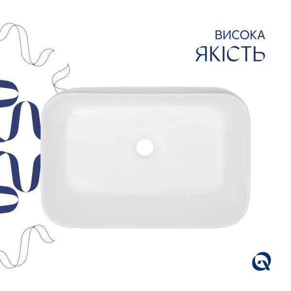 Комплект Qtap Scorpio: Раковина накладна 550x390x120 мм, White, прямокутна + Донний клапан Pop-up PU02 SD00054587 фото