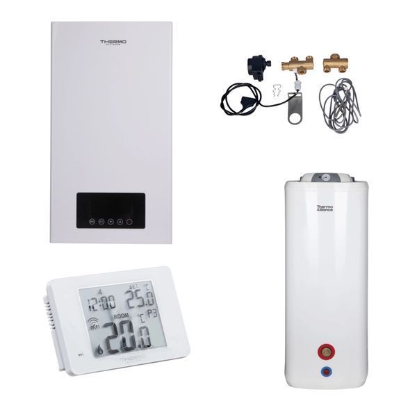 Комплексное решение Thermo Alliance для котельной: электрический котел 10 кВт + комплект бойлера + комбинированный напольный водонагреватель 100 л SD00053272 фото