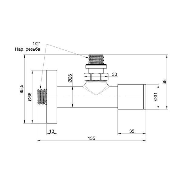 Комплект кранів Thermo Alliance Standart 1/2" З для рушникосушарки кутовий білий SF395W15W SD00053595 фото