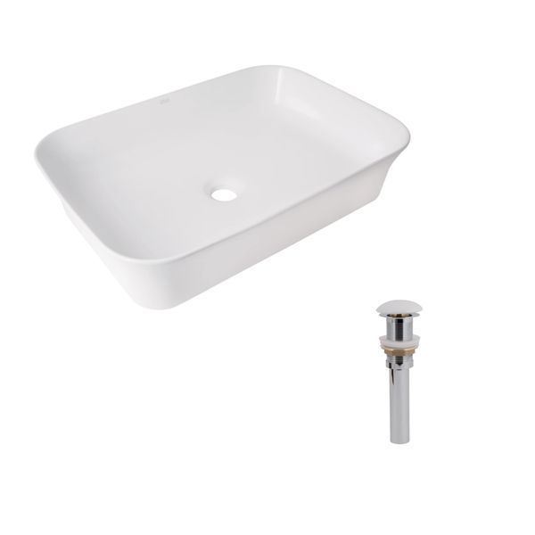 Комплект Qtap Virgo N: Раковина накладная 560x380x130&nbsp;мм, White, прямоугольная + Донный клапан Pop-up PU02 SD00054586 фото