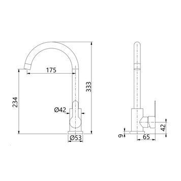 Змішувач для кухні U-образний Brinex Pure 015F U-образний Graphite BRIPUR015FGRP SD00053178 фото