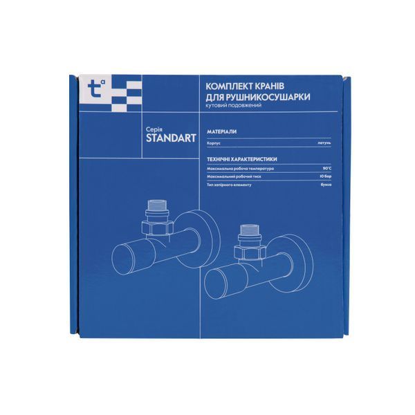 Комплект кранів Thermo Alliance Standart 1/2" З для рушникосушарки кутовий чорний SF395W15B SD00053596 фото
