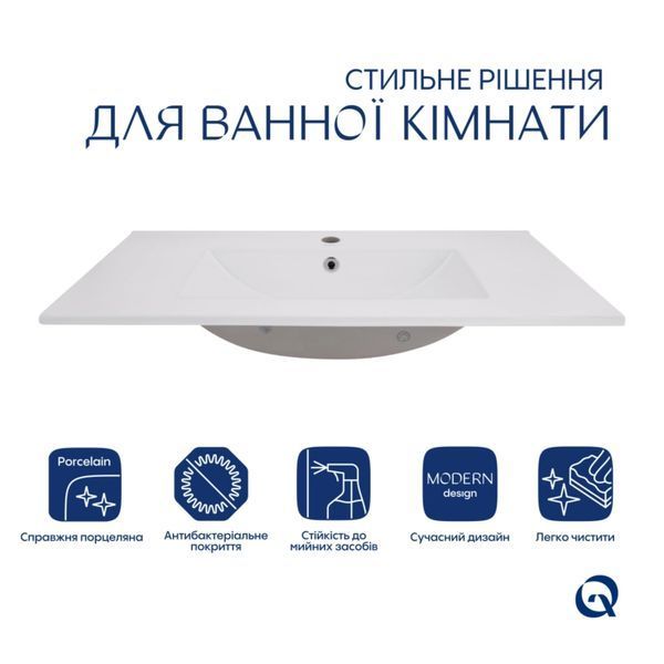 Комплект Albatross: Раковина врезная мебельная 820x460x180 мм, White, прямоугольная + Донный клапан Pop-up PU02O SD00054599 фото