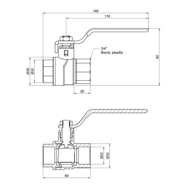 Кран шаровой Thermo Alliance Forte 3/4" ВР для воды (ручка) SF600W20 SD00010571 фото