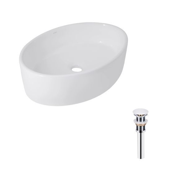 Комплект Qtap Kolibri: Раковина накладна овальна 500x360x140 мм White + Донний клапан PU02 SD00053435 фото