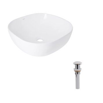 Комплект Qtap Kolibri: Раковина накладна 425x425x140 мм, White, квадратна + Донний клапан Pop-up PU02 SD00054592 фото