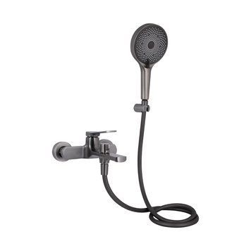 Змішувач для ванни Qtap Slavonice (з душовим гарнітуром) QTSLV259GMB48035 Gunmetal Black PVD SD00054159 фото