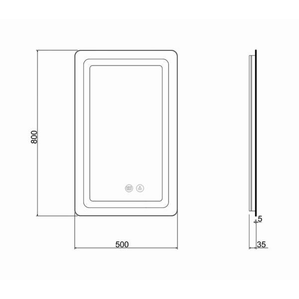 Дзеркало Qtap Mideya (DC-F911) 500х800 з LED-підсвічуванням Touch, з антизапотіванням, димером QT2078F911W SD00036737 фото