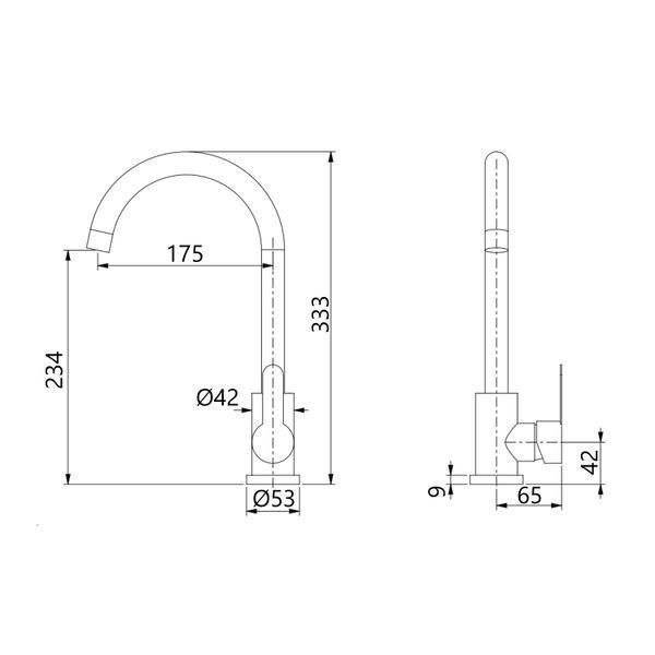 Змішувач для кухні U-образний Brinex Pure 015F U-образний Nickel BRIPUR015FNKL SD00053179 фото