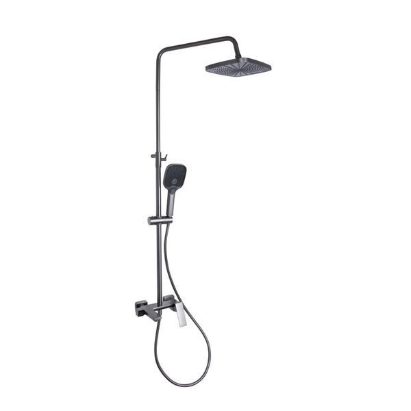 Душова система універсальна Qtap Gemini на три споживача (з виливом) QTGEM111GMB45688 Gunmetal Black PVD SD00051812 фото