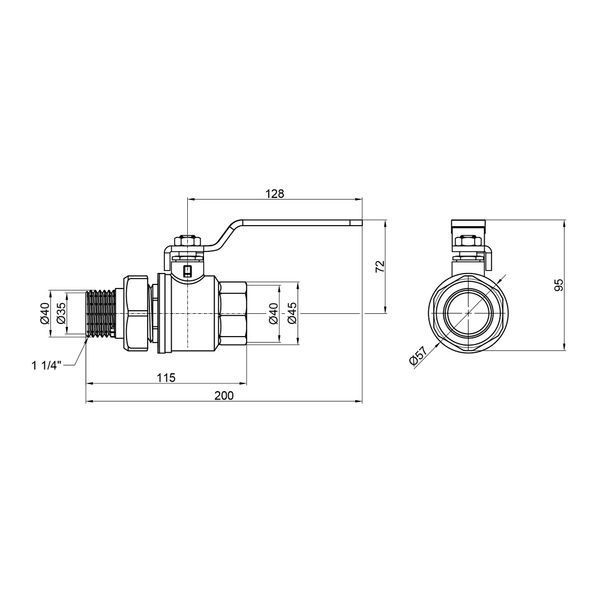 Кран кульовий "Американка" Thermo Alliance Standart 1" 1/4 ВЗ прямий SD220W32 SD00021315 фото