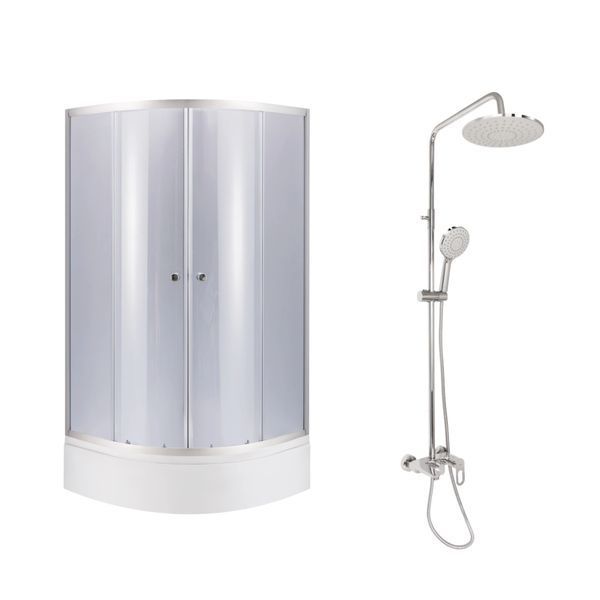 Комплект для душевой Latwa: Душевая кабина LLSC9090SATMIDGR2SET+Душевая система на 3 потребителя LDLAT1030CRM45417 SD00054441 фото