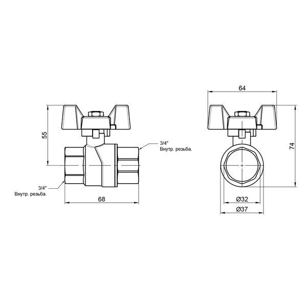 Кран шаровой Thermo Alliance Forte 1" ВР для газа (бабочка) SF602G25 SD00010560 фото