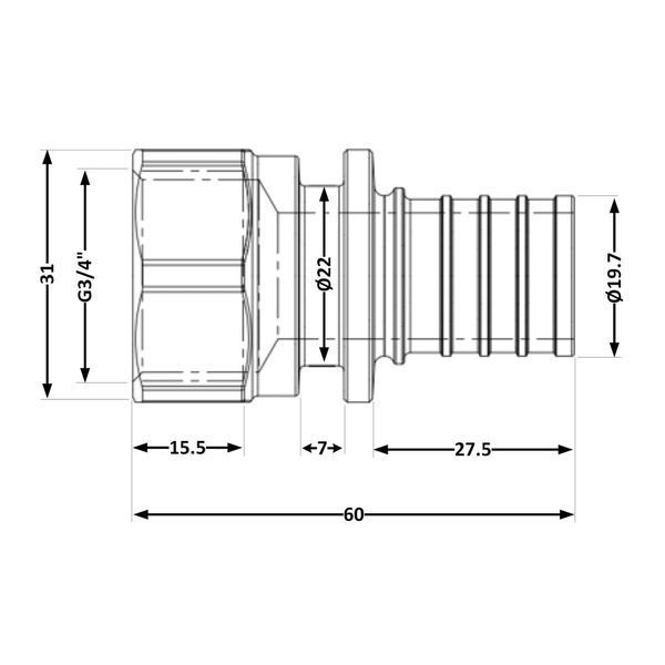 Перехідник під натяжну гільзу Icma №1033&nbsp;d25х3,5-3/4"В 851033AEGX05 SD00053869 фото