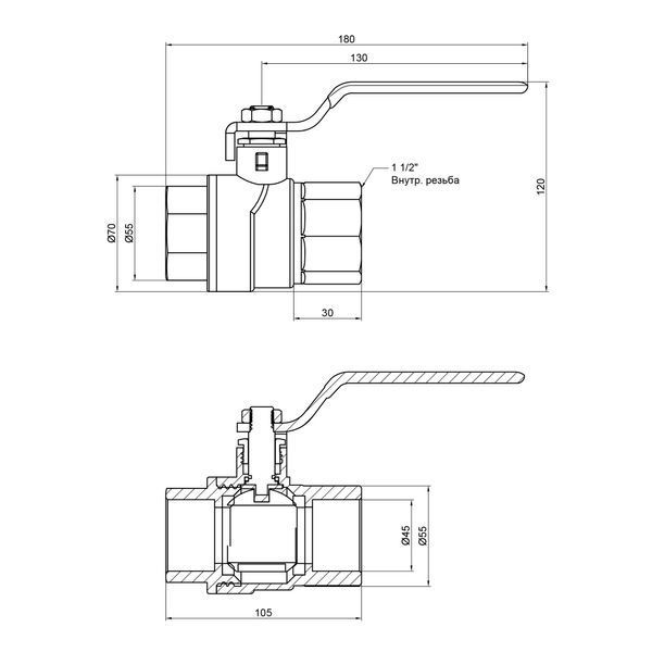 Кран кульовий Thermo Alliance Forte 1&nbsp;1/2" ВР для води (ручка) SF600W40 SD00010551 фото