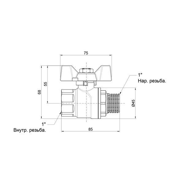 Кран кульовий Thermo Alliance Forte 1" ВЗ для води (метелик) SF607W25 SD00010561 фото