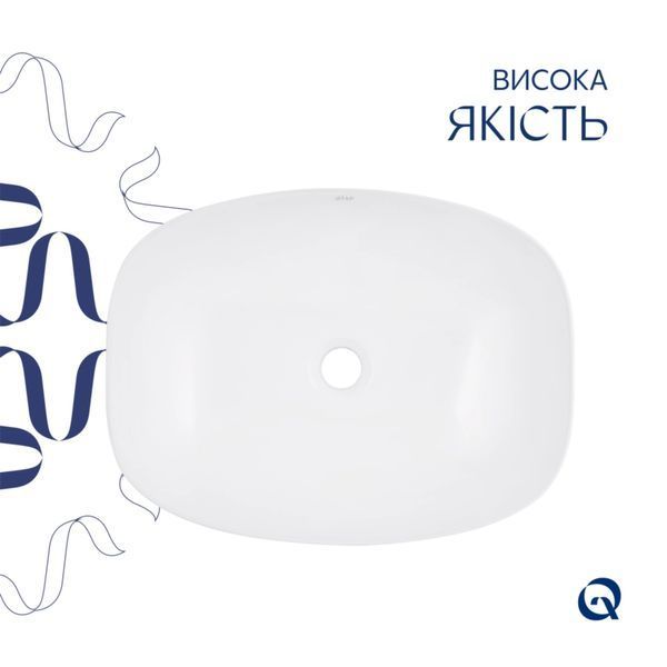 Комплект Qtap Cardinal: Раковина накладна 600x380x140 мм, White, овальна + Донний клапан Pop-up PU02 SD00054589 фото