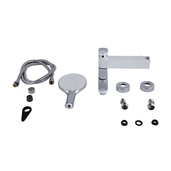 Змішувач для ванни Qtap Jay з поворотним виливом (з душовим гарнітуром) QTJAY260CRW45554 Chrome/White SD00051678 фото