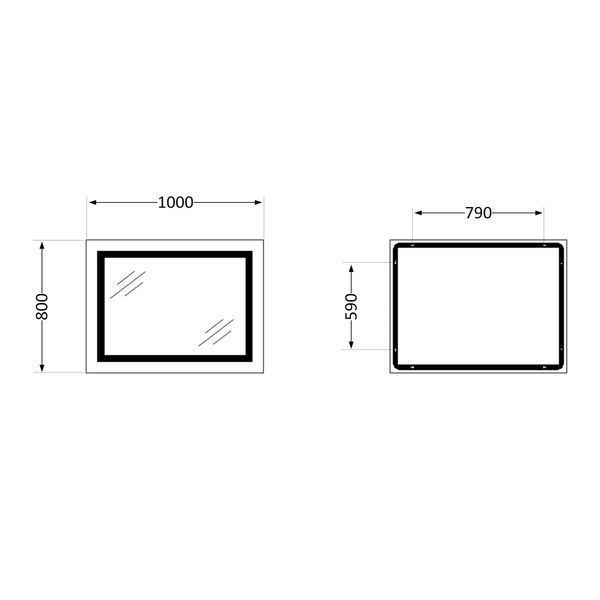 Зеркало Lidz Kubis 1000х800 с LED-подсветкой Touch, с антизапотеванием, с диммером, рег. яркости LD78LF61410080 SD00052335 фото