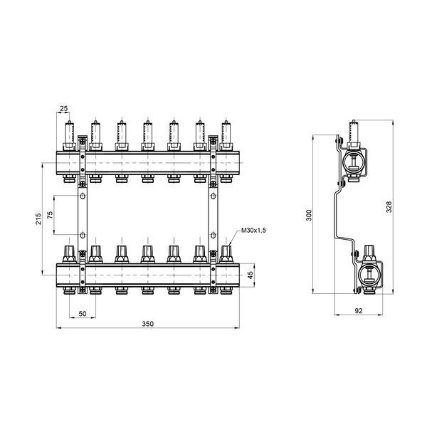 Колектор з витратомірами Thermo Alliance Forte 1" 7 виходів SF001W7 SD00039946 фото