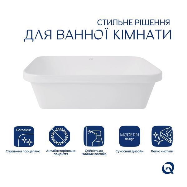Комплект Qtap Scorpio: Раковина врезная прямоугольная 510х390х145 мм White + Донный клапан PU02 SD00053414 фото