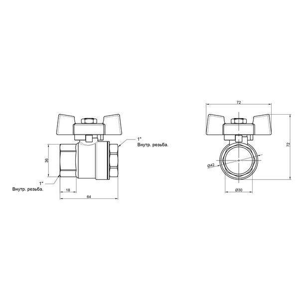 Кран шаровой Thermo Alliance Standart 1" ВР для воды (бабочка) SD602NW25PN40 SD00021325 фото