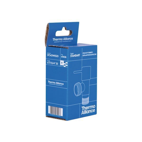 Кран кутовий Thermo Alliance Standart (ручка паличка) з керам.буксою 1/2"Н х 3/4"Н SF343W1520 SD00053530 фото