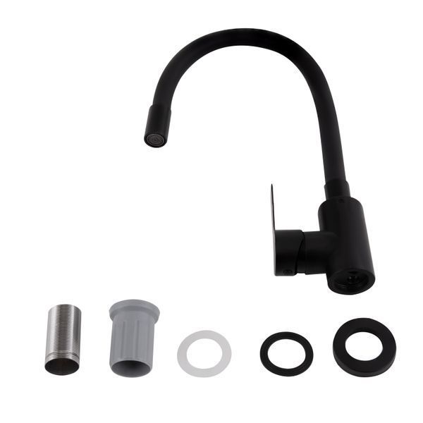 Смеситель для кухни Brinex Pure 015F3 с гибким изливом Black Matt BRIPUR015F3BLM SD00053185 фото