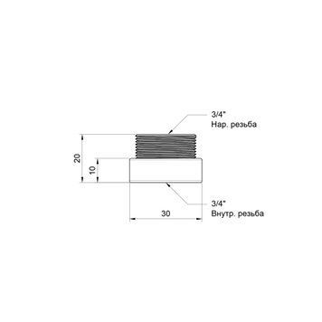 Подовжувач Thermo Alliance Standart 10х3/4" хром SD1302010 SD00010153 фото