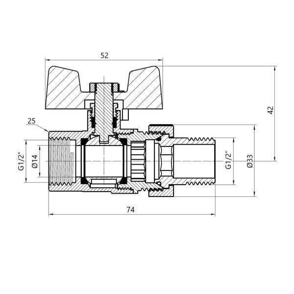 Кран кульовий "Американка" Thermo Alliance Standart прямий 1/2" ВЗ SD220W15 SD00005483 фото