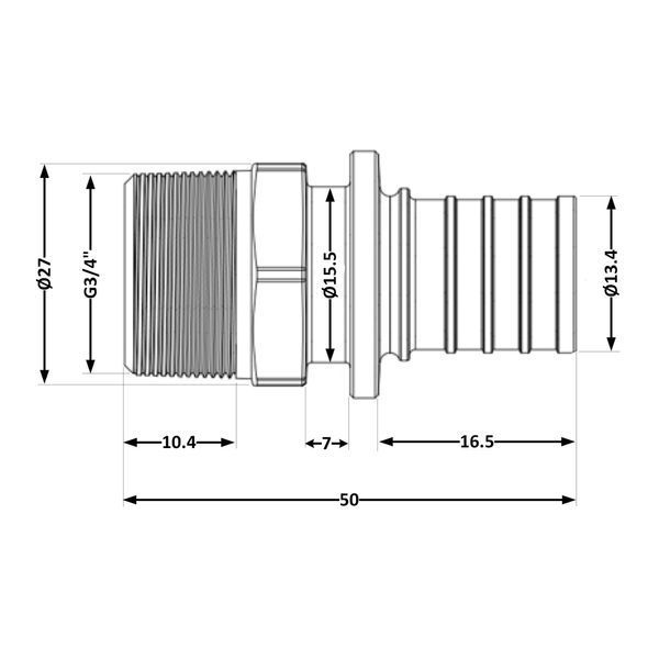 Переходних под натяжную гильзу Icma №1034&nbsp;d16х2,2-3/4"З 851034AEBO05 SD00053877 фото