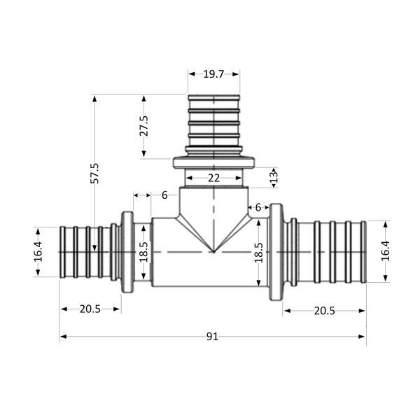 Трійник натяжний Icma №1039 d20х25х20 851039GWGXGW05 SD00053900 фото