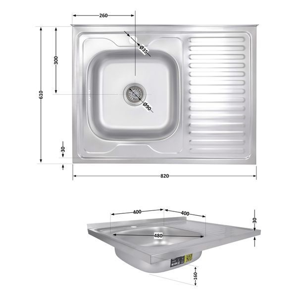 Кухонная мойка Brinex 6080-L 0,6 мм Satin (BRIN6080LSAT06) SD00054108 фото