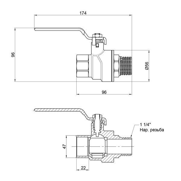 Кран кульовий Thermo Alliance Forte 1&nbsp;1/4 ВЗ для води (ручка) SF605W32 SD00010557 фото