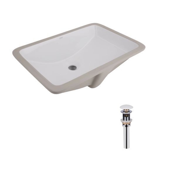 Комплект Qtap Stork: Раковина врезная прямоугольная 535x365x190 мм White + Донный клапан PU02O SD00053417 фото