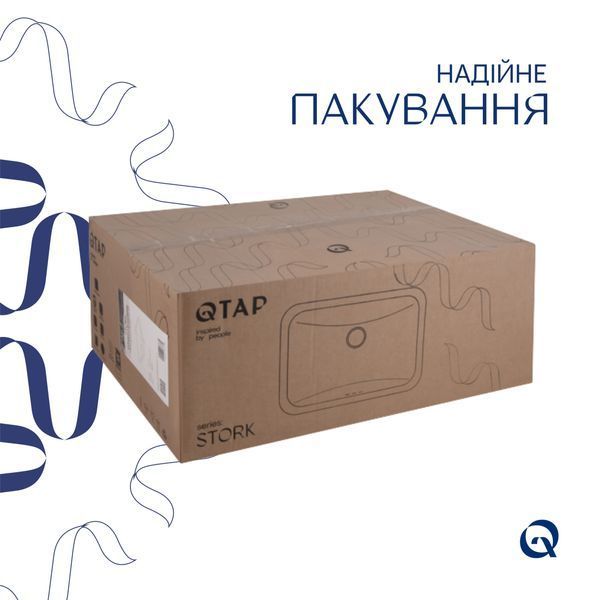 Комплект Qtap Stork: Раковина врезная прямоугольная 535x365x190 мм White + Донный клапан PU02O SD00053417 фото