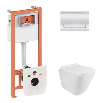 Готове рішення Qtap для ванної кімнати: підвісний унітаз Tern Rimless 490x340x350 + комплект інсталяції Nest 4 в 1 (лінійна клавіша Chrome) SD00043018 фото