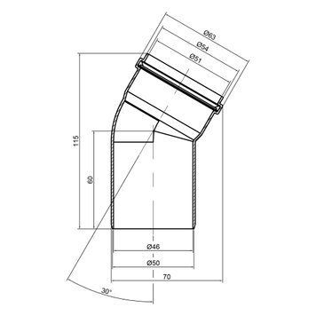 Коліно PPR каналізаційне TA Sewage 50, 30&deg; SD00034415 фото
