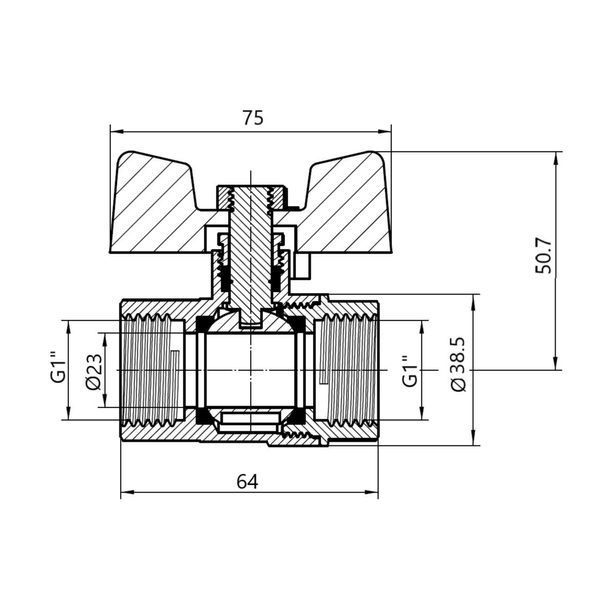 Кран кульовий Thermo Alliance Standart 1" ВР для газу (важіль) SD600NG25PN40 SD00021343 фото
