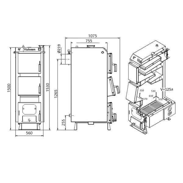 Котел твердотопливный стальной Thermo Alliance Vulcan V 4.0 SF 35 SD00051326 фото