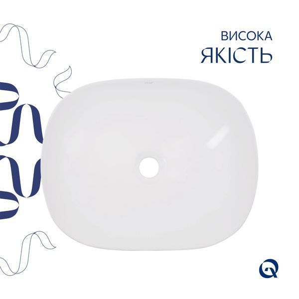 Комплект Qtap Aquarius: Раковина накладна прамокутна 470x380x120 мм White + Донний клапан PU02 SD00053419 фото