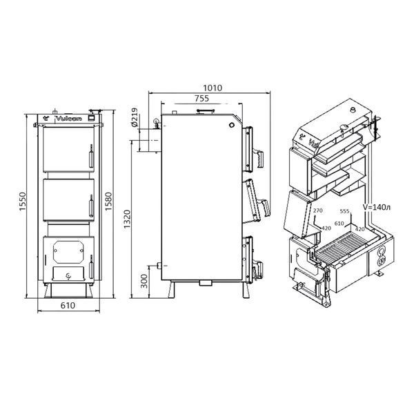 Котел твердотопливный стальной Thermo Alliance Vulcan V 4.0 SF 40 SD00051327 фото