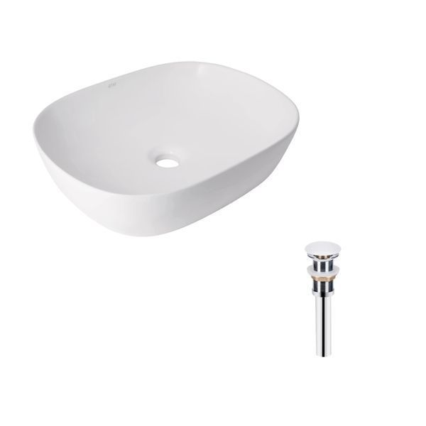 Комплект Qtap Aquarius: Раковина накладна прамокутна 470x380x120 мм White + Донний клапан PU02 SD00053419 фото
