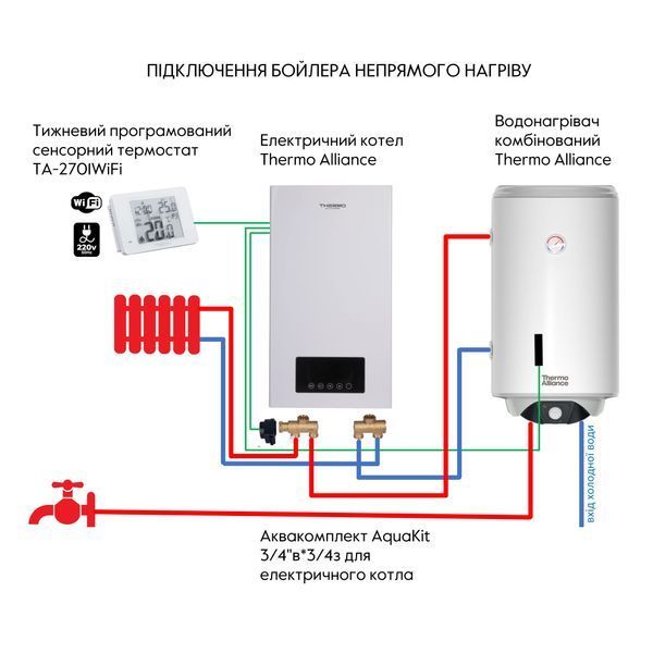 Водонагреватель электрический комбинированный Thermo Alliance вертикальный 80 л. т.о. 0,24 кв.м левый, мокрый ТЭН 2,0 кВт (CWH 8044 4S L) SD00053169 фото