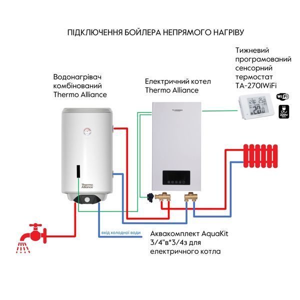 Водонагреватель электрический комбинированный Thermo Alliance вертикальный 80 л. т.о. 0,24 кв.м правый, мокрый ТЭН 2,0 кВт (CWH 8044 4S R) SD00053170 фото
