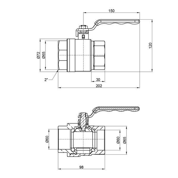 Кран кульовий Thermo Alliance Standart 2" ВР для води (важіль) SD600NW50PN40 SD00021331 фото
