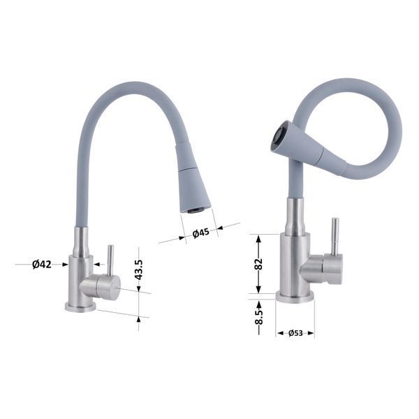 Змішувач для кухні Lidz Aria 015F31 з гнучким виливом (k35) LDARI015F31GNK31871 Grey / Nickel SD00037972 фото