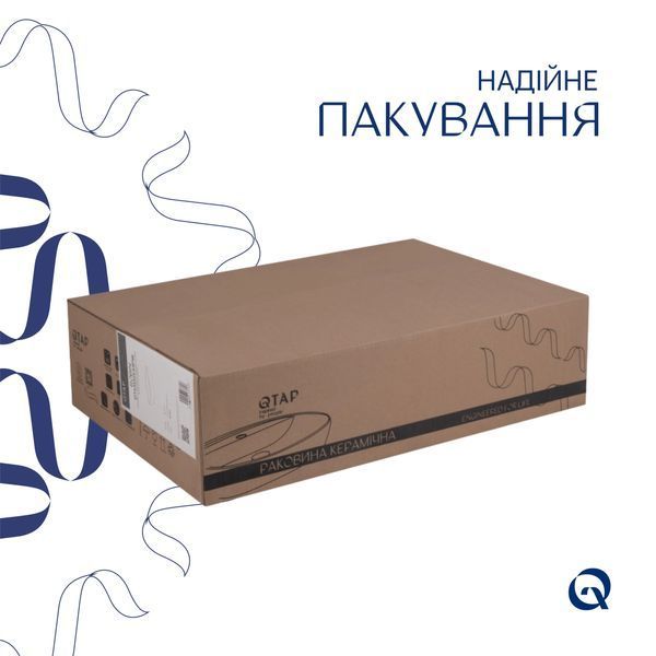 Комплект Qtap Robin: Раковина накладна прамокутна 600x390x150 мм White + Донний клапан PU02 SD00053421 фото